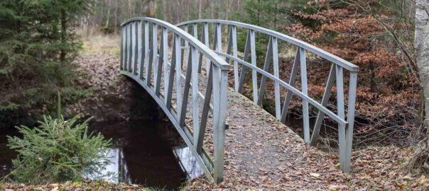 En bro över Pinnån vid provpunkt 36 vid Pinnåns utflöde ur Åsljungasjön.